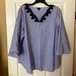 Talbots Plus Size 3X Petite Blouse Blue/White/Black